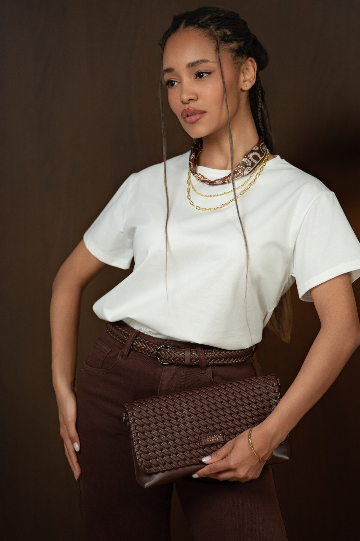 Чанта Dark Brown Weave