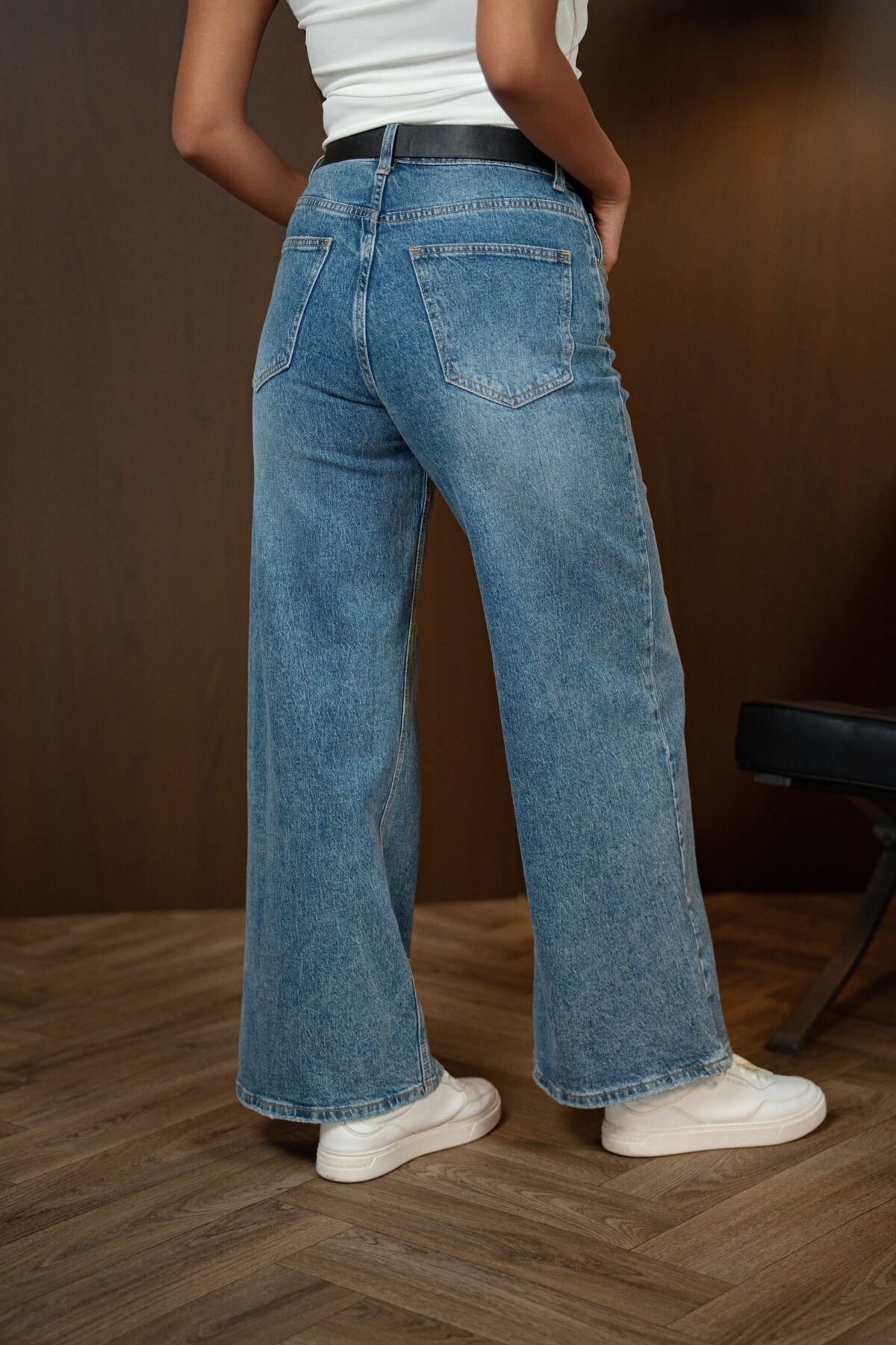 Светлосини Wide Leg дънки с висока талия