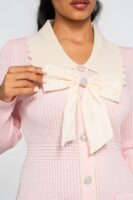 Розова рокля от фино плетиво с панделка „Blush Doll“